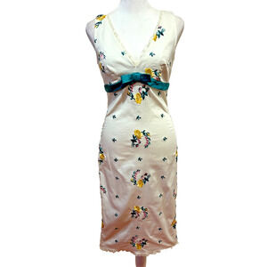 Vintage Y2K Betsey Johnson Babydoll Dress Sz 4 Floral Embroidered Pin Up Lace